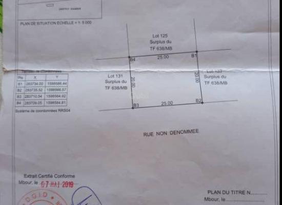Terrain en vente avec Bail à Saly